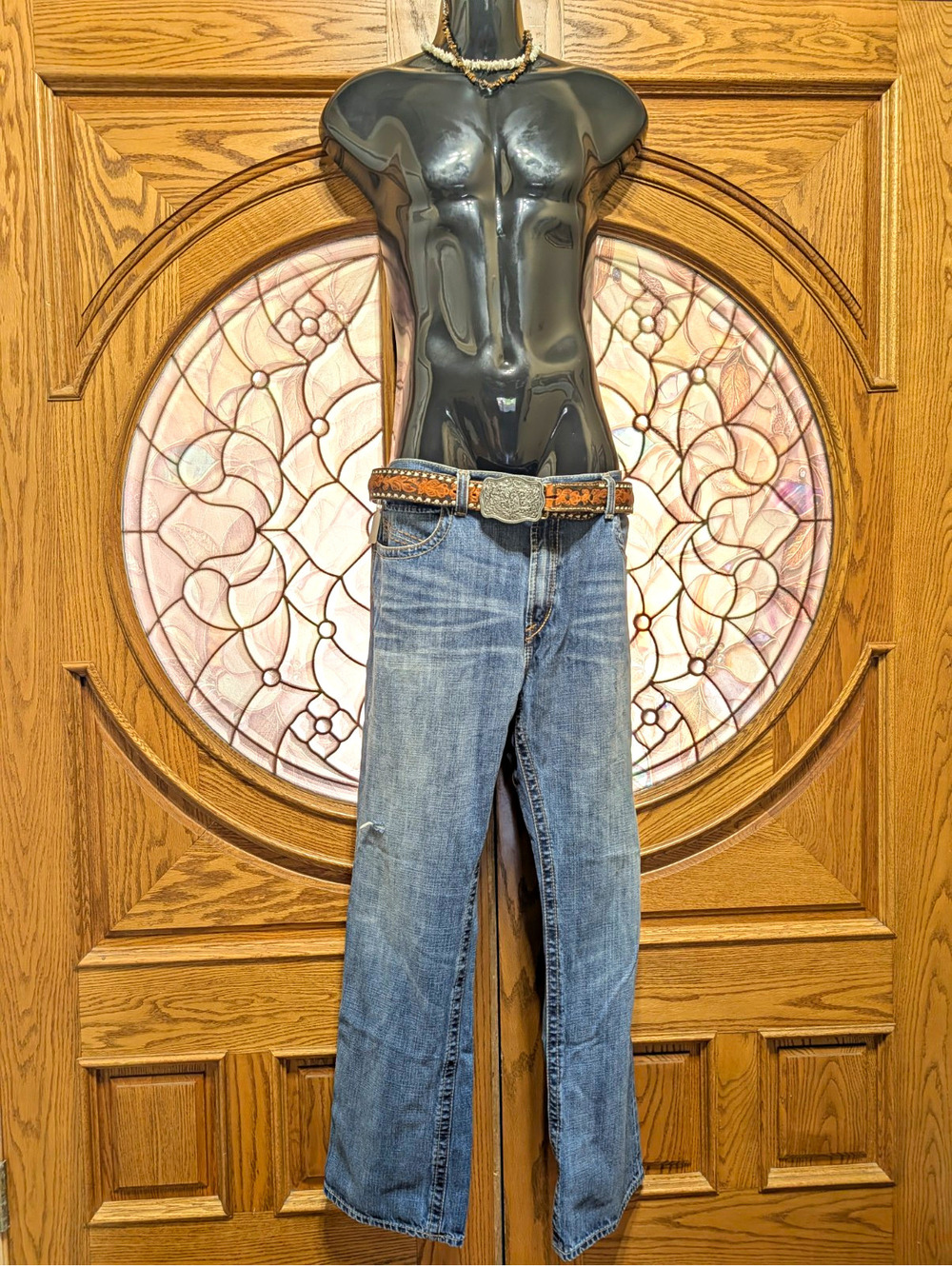 Ariat Men's Blue Jeans Size 40x32 Distressed Straight Jeans